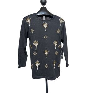 Victoria Harbour NWT Vintage Long Sleeve Embellished Sequin Sweater Med